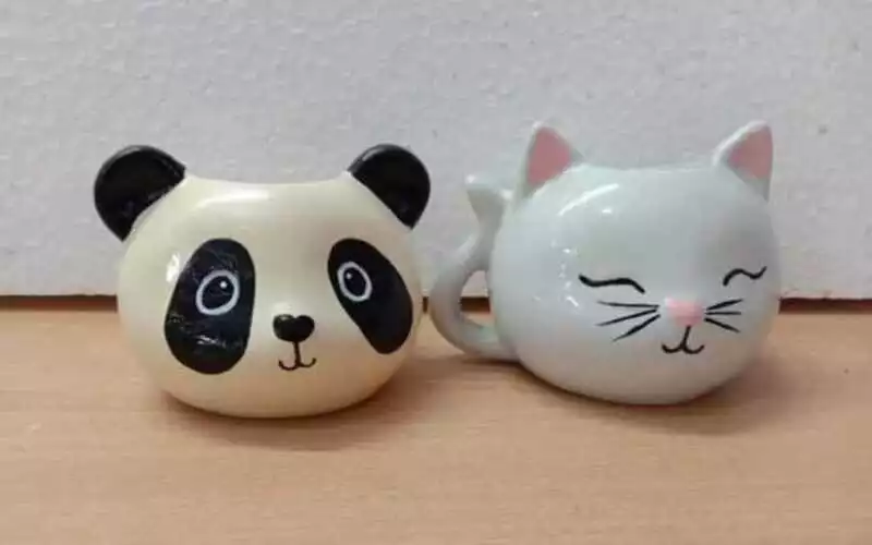 Cat & Panda Face  Resin Planter (Set Of 2)